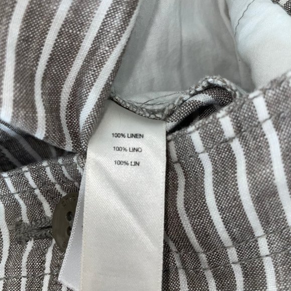 Chico's The Ultimate Fit Pants Women's L Taupe Striped Linen Wide Leg Trousers - Picture 10 of 16